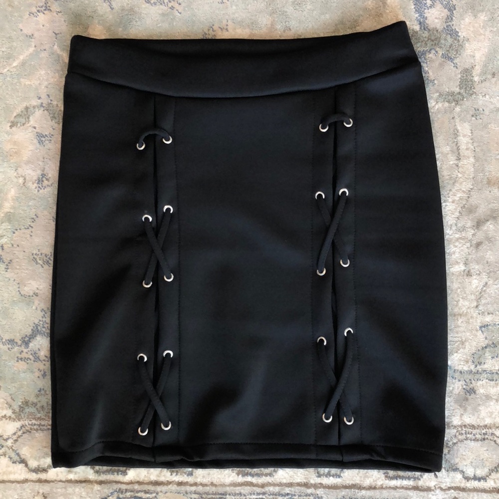 Lace-Up Bodycon Skirt
